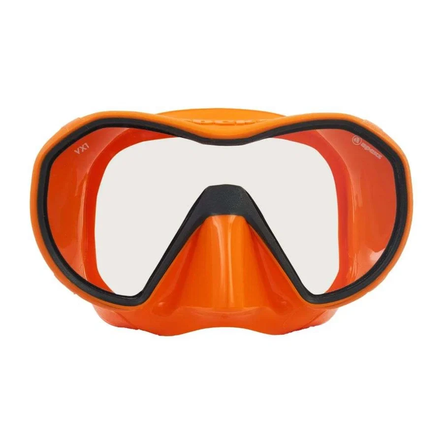 Apeks VX1 orange dykmask framifrån